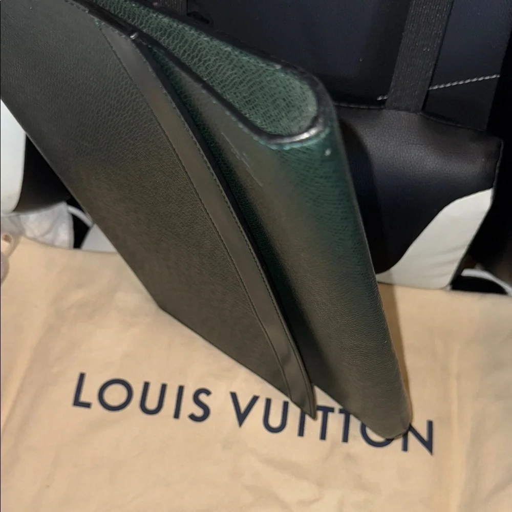 Louis Vuitton Dark Green Document Clutch Laptop Bag